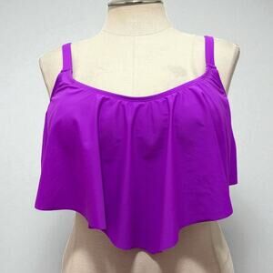 New Torrid Plus Size 1 Wireless Purple Padded Flounce Bikini Swim Top 1X